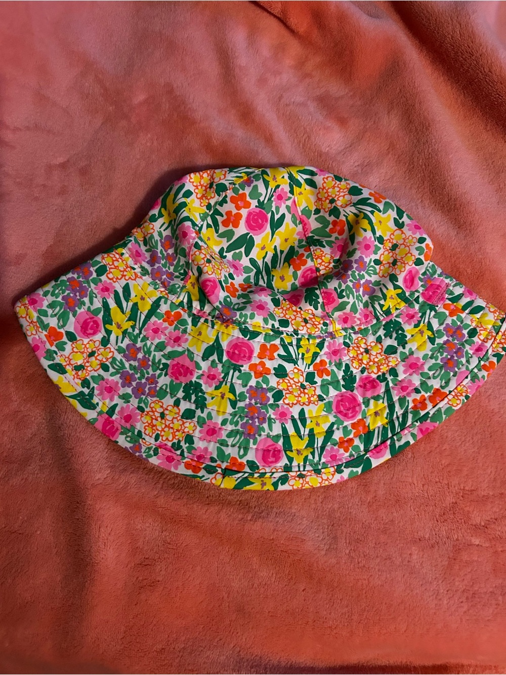 Lilly Pulitzer Girls Floral Sun Bucket Hat - Pink, Yellow & Green
